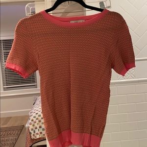 Pink and beige short sleeve sweater
